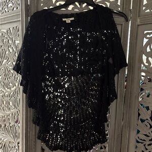 Papaya Black Crochet Vest